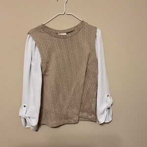 Women's Tan and Brown Blouse